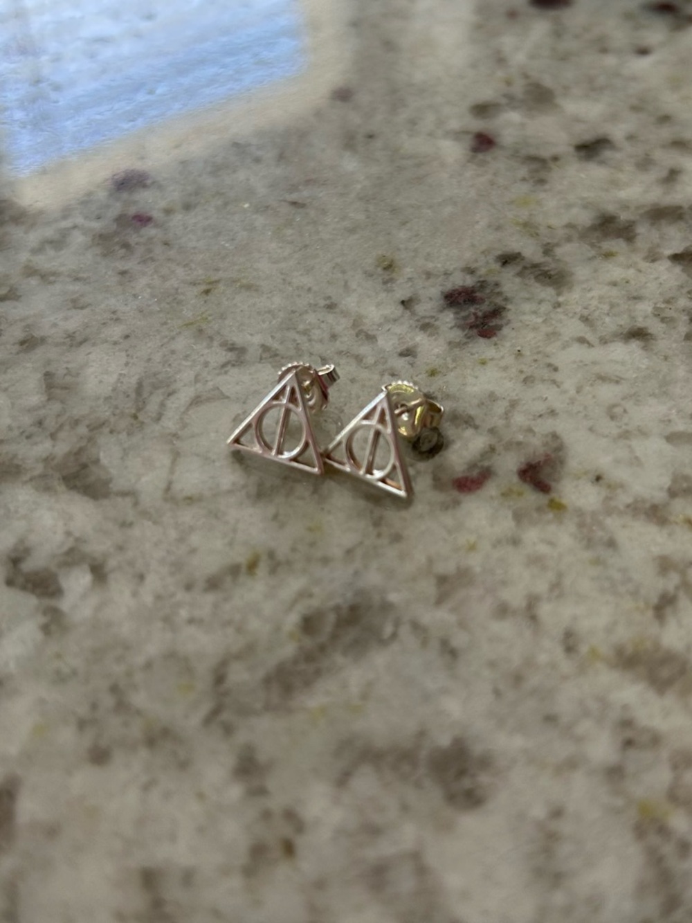 Deathly Hallows Silver Stud Earrings - Picture 2 of 4